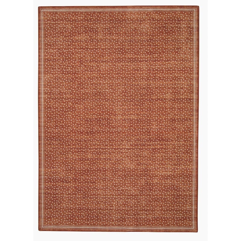 Indoor/Outdoor Water Resistant Estero Orange & Ivory Washable Area Rug - 2' x 3' - 2' x 3' - Orange/Ivory