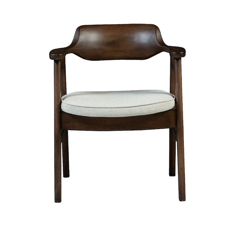 Zsy Dining Armchair, Sand White, Java Brown Birch Wood, Curved Back