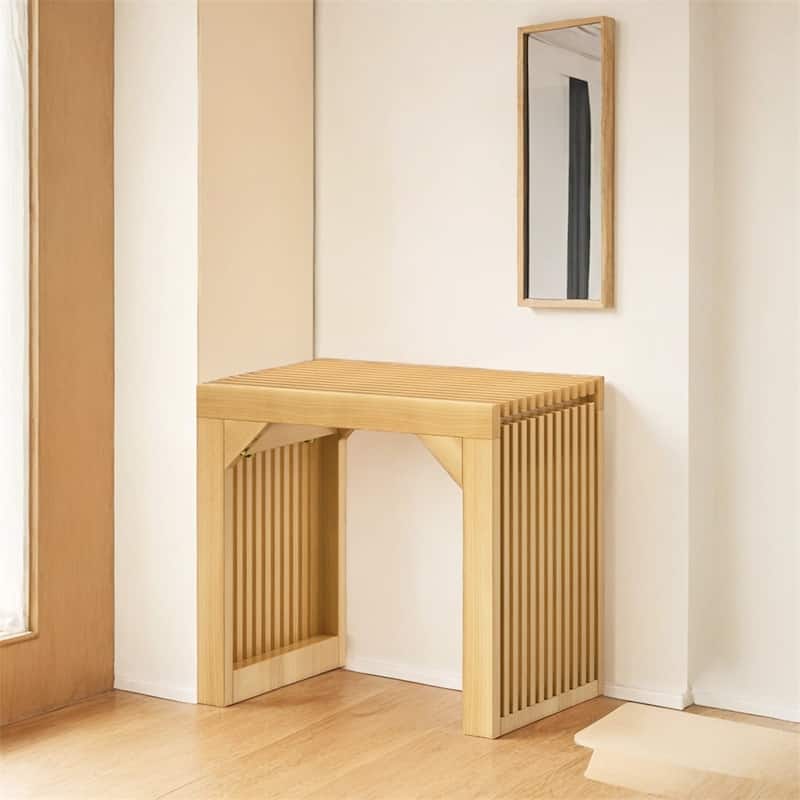 18" Solid Wood Bench Nature for Entryway,Living Room,Kitchen
