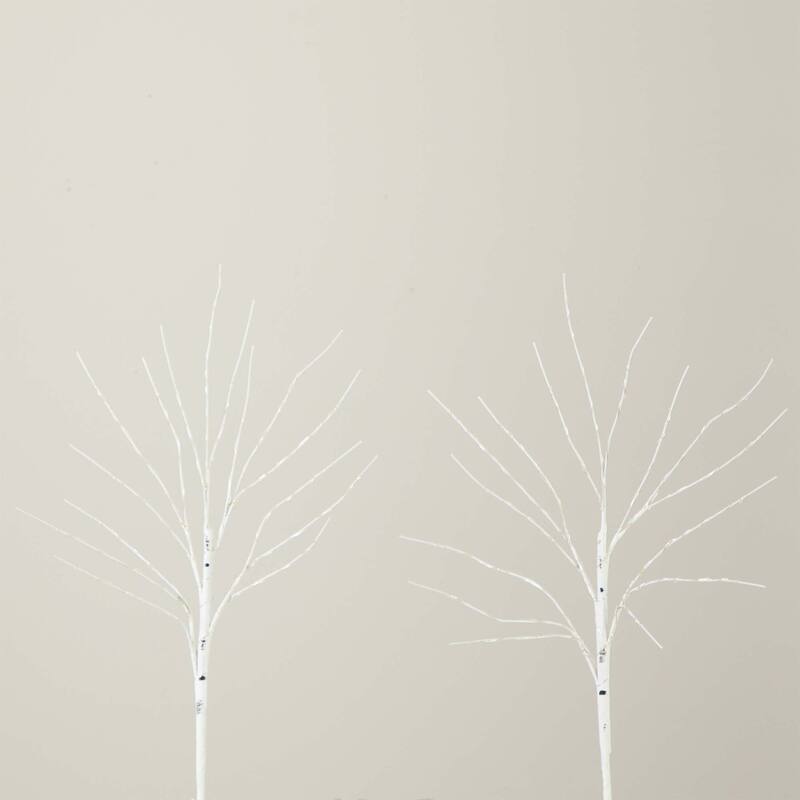 Pre-Lit Battery Operated Birch Twig Branches Artificial Christmas Tree - 24" - Warm White LED Lights - Set of 2