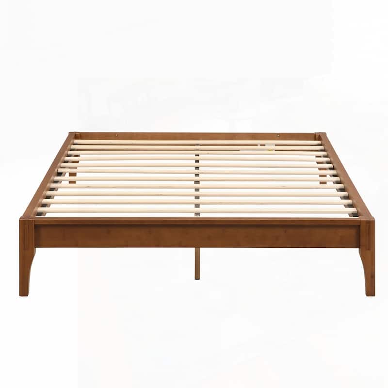 12 Inch Solid Dry Bamboo Wood Platform Bed Framewith Wood Slat Support,