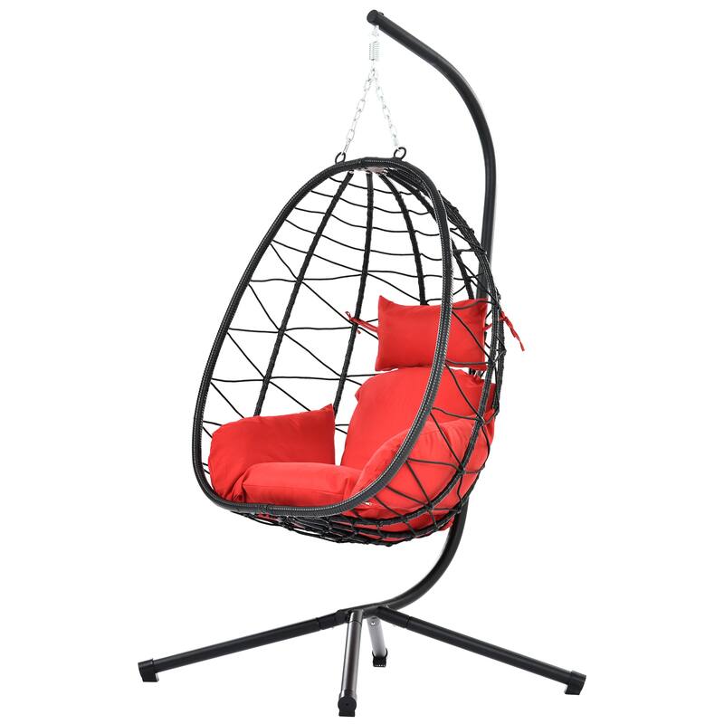 GDFStudio - Celeste Indoor Outdoor Swing Egg Chair with Stand for Relaxing Patio and Garden Lounging