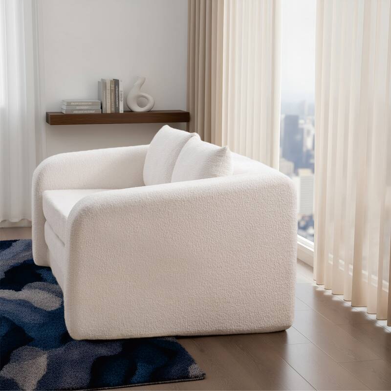 71.2"W 2-in-1 Foldable Pull Out Loveseat Sofa Bed Equipped with Armrest & Backrest Pillows