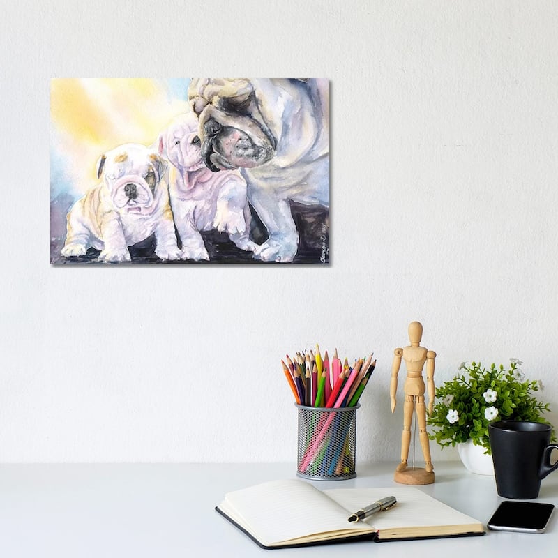 iCanvas "English Bulldog Family" by George Dyachenko Canvas Print - 8x12x0.75