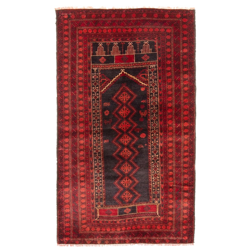 ECARPETGALLERY Hand-knotted Teimani Dark Navy Wool Rug - 2'11 x 5'3