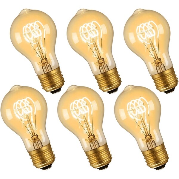 6 PACK E26 Vintage 60W A19 Bulbs, Dimmable Edison Style Bulbs,120V - 2700K Soft White. Opens flyout.