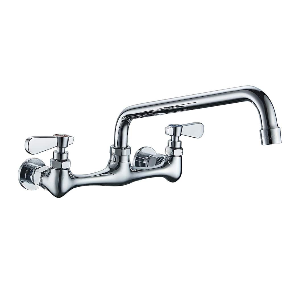 Vibrantbath Kitchen Faucet Wall Mount Swivel Spout 2 Handle Restaurant Chrome