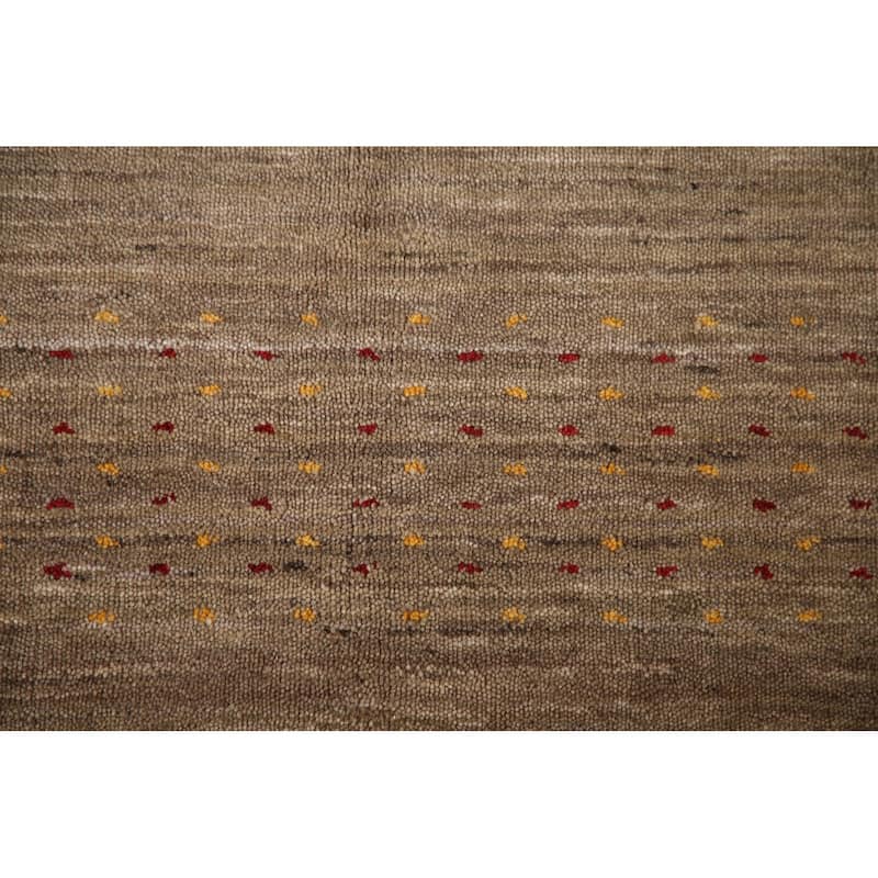 Brown Gabbeh Indian Area Rug Handmade Oriental Wool Carpet - 7'11"x 9'10"