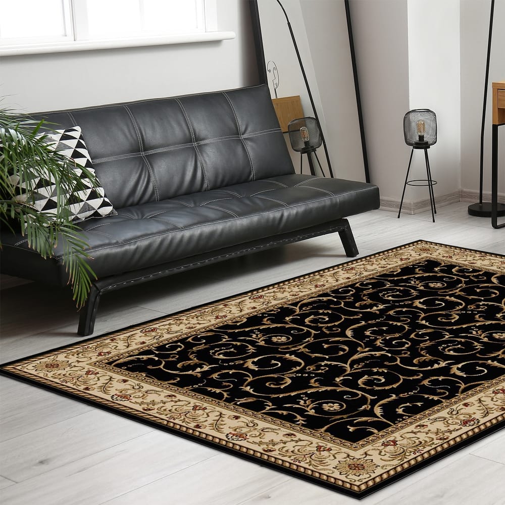 Admire Home Living Amalfi Transitional Scroll Pattern Area Rug