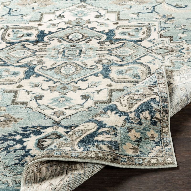 Livabliss Mesopotamia Traditional Area Rug - 2'6" x 7'10" - Teal/Ivory