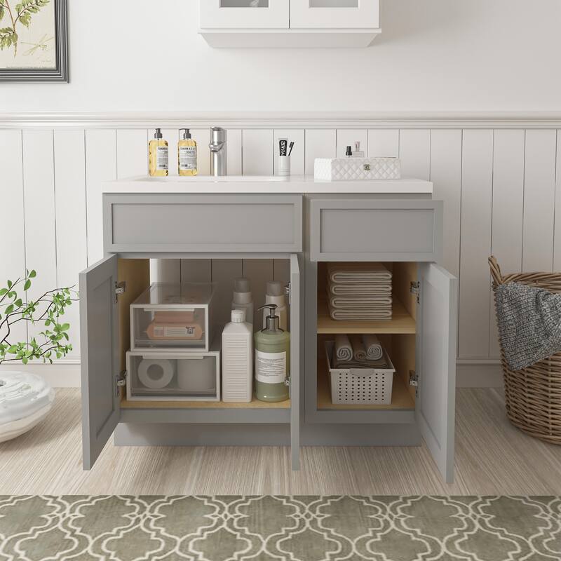 Vanity Art 39" Oak Freestanding Bathroom Vanity Cabinet without Top