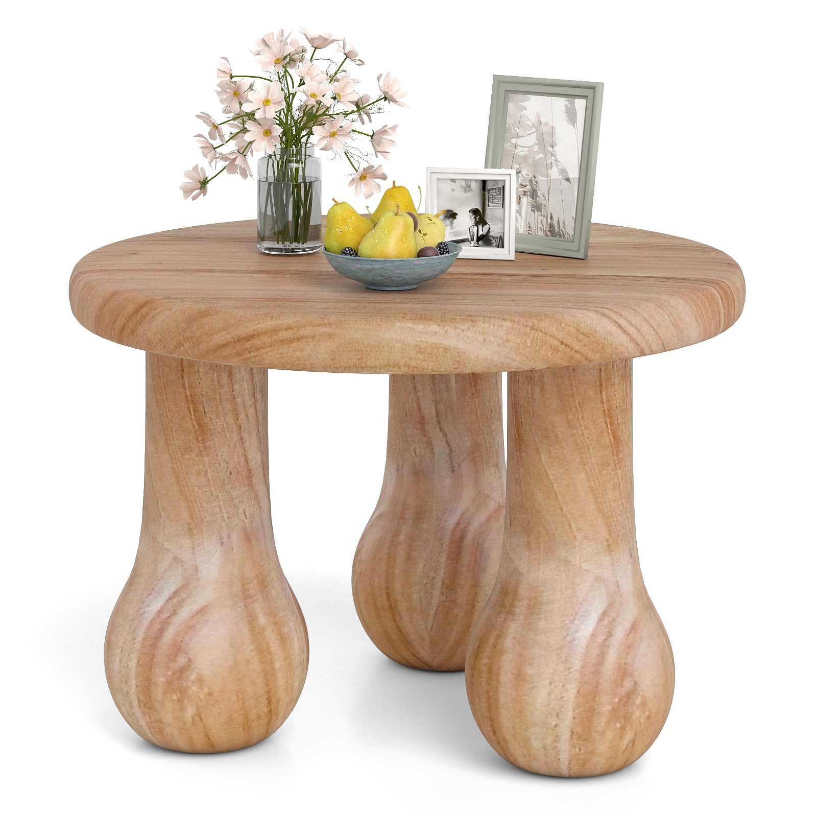Gymax 24'' Small Solid Mahogany Wood Coffee Table w/Thickened Top