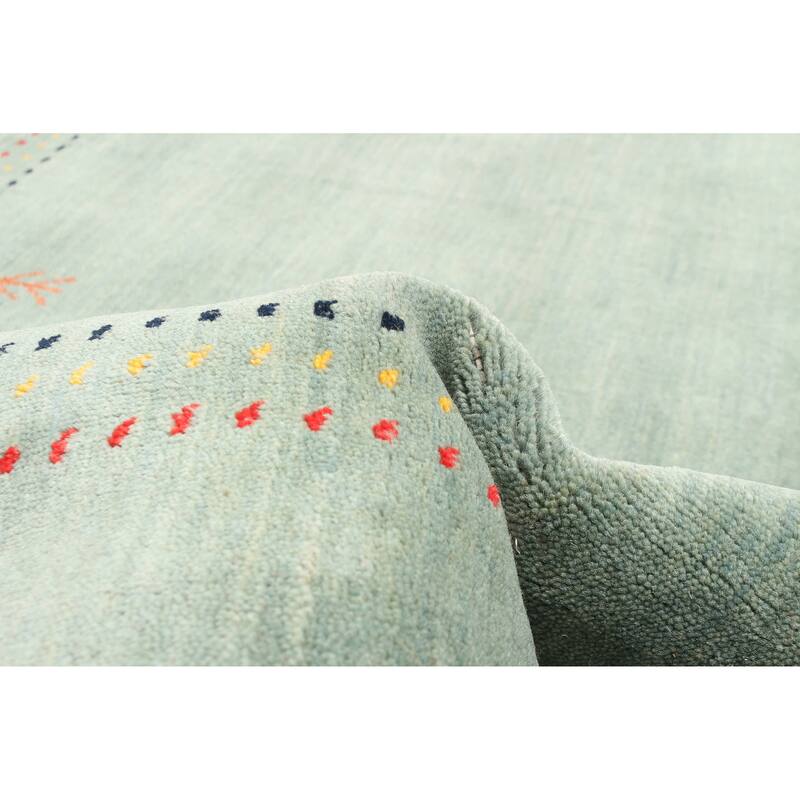 ECARPETGALLERY Hand Loomed Kashkuli Gabbeh Light Blue Wool Rug - 4'2 x 5'9