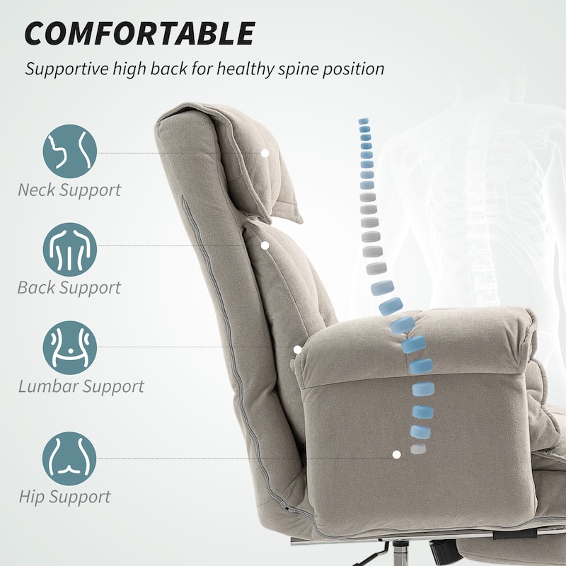 HOMCOM Executive Office Chair with Footrest, Reclining Swivel Computer Chair with High Back, Thick Cushion,Adjustable Height