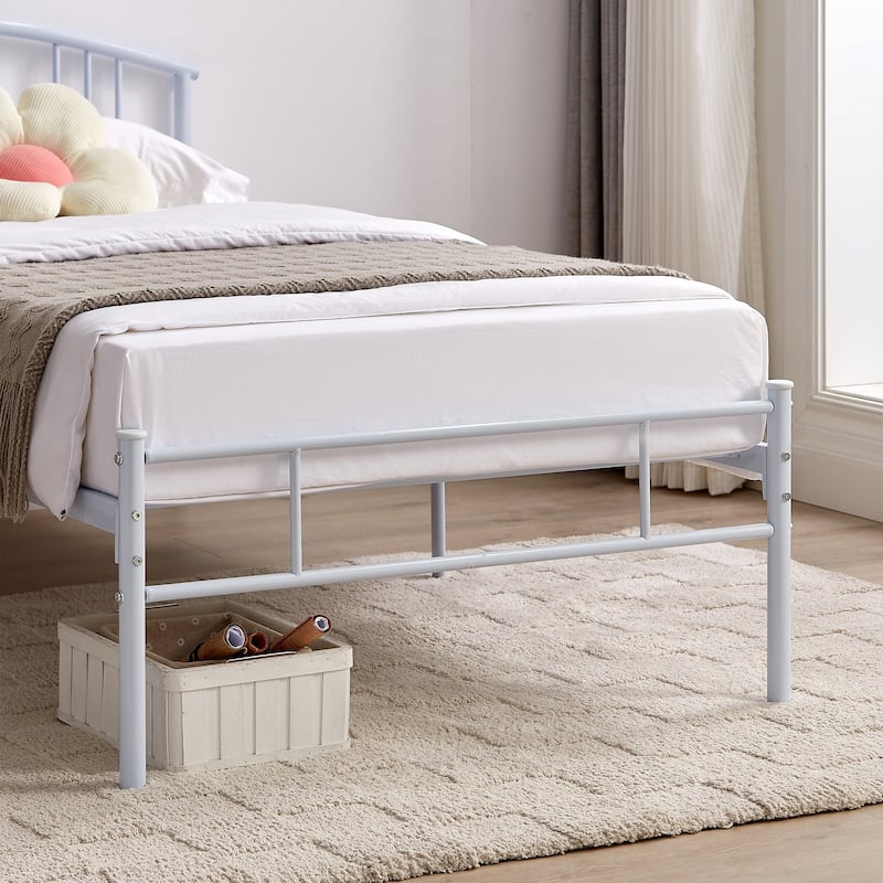 14 Inch Twin Size Bed Frame Metal Platform Bed with Spindle Headboard Footboard Set of 2