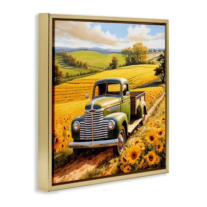 Stupell Truck Through Sunflower Field Framed Floater Canvas Wall Art Design By Heidi Kuntz