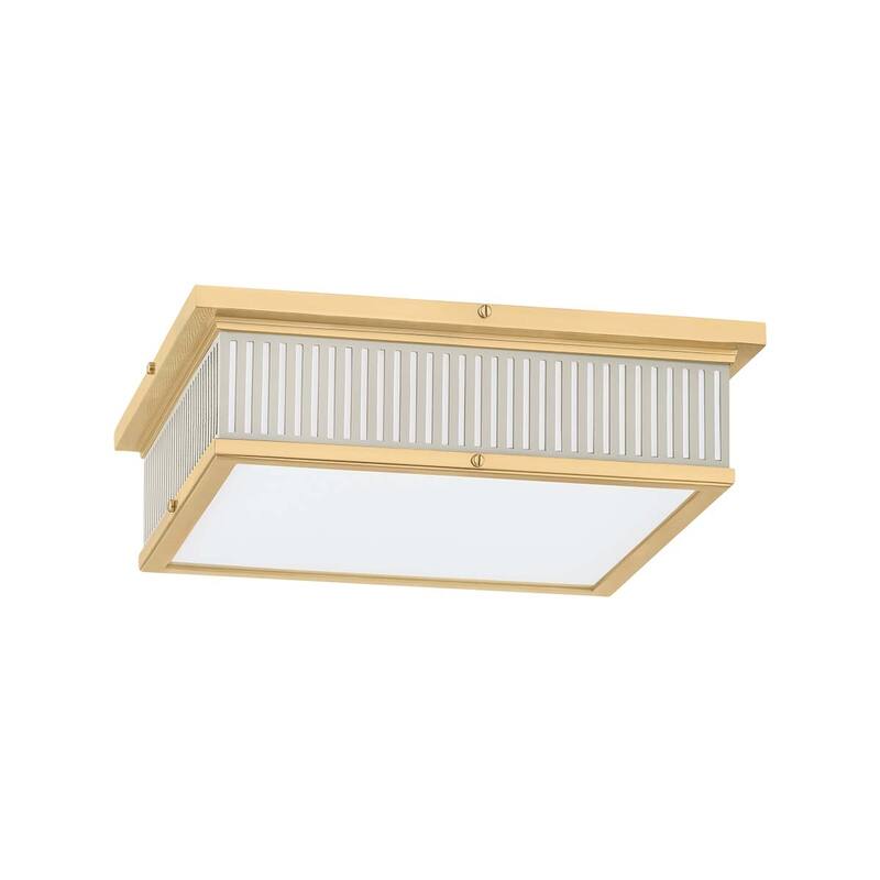 Hudson Valley Lighting MDS1900 Ashdown 14" Wide LED Flush Mount Square - Aged Brass / Off-White