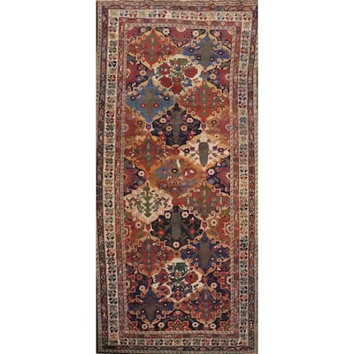 Hand Knotted Oriental 100% Wool Carpet Traditional Floral Multi-Colored Bakhtiari (Shalamzar) Area Rug - 12' 0'' X 4' 11''