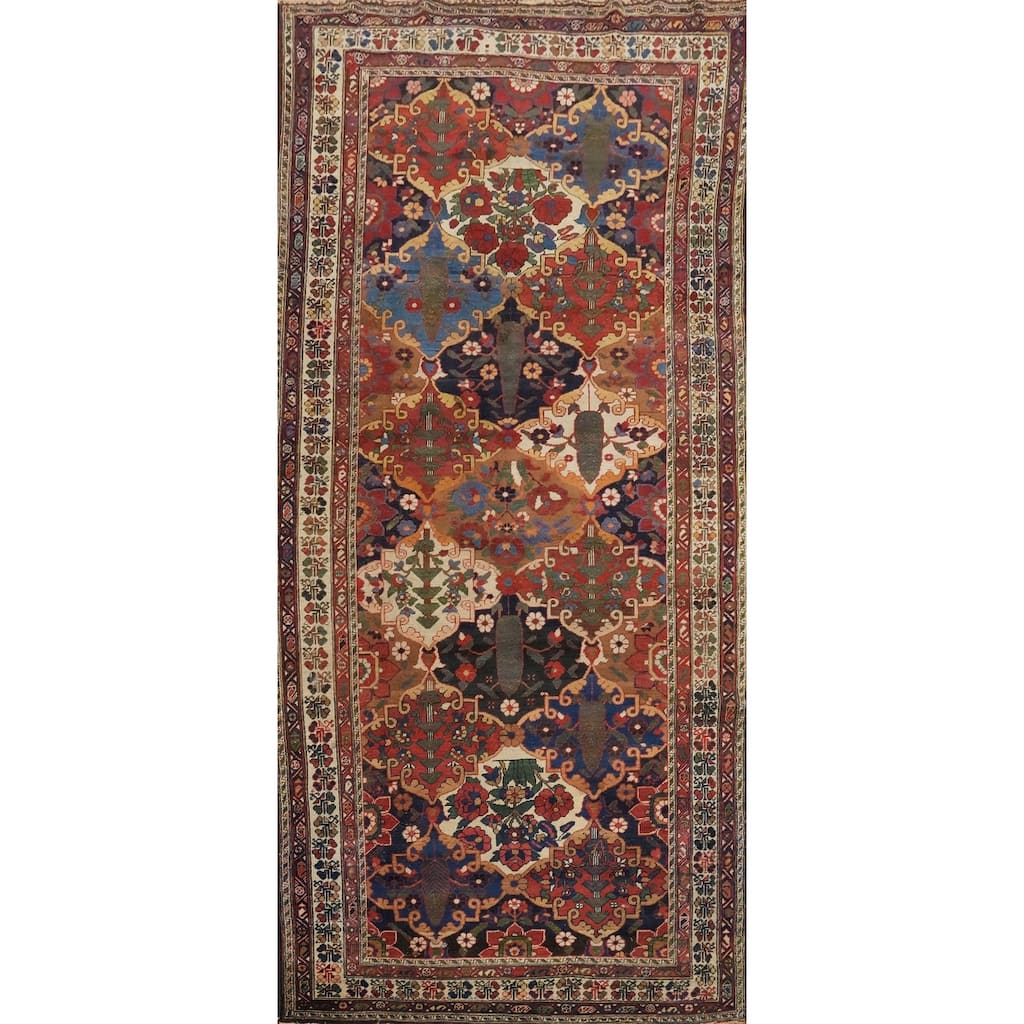 Hand Knotted Oriental 100% Wool Carpet Traditional Floral Multi-Colored Bakhtiari (Shalamzar) Area Rug - 12' 0'' X 4' 11''