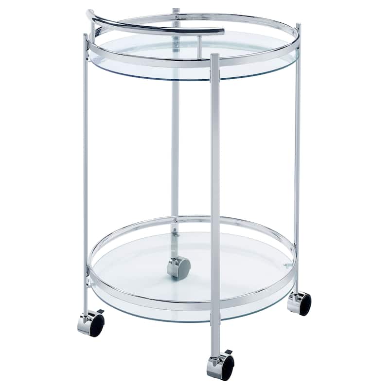 Chrissy 2-Tier Round Glass Shelf Metal Bar Cart