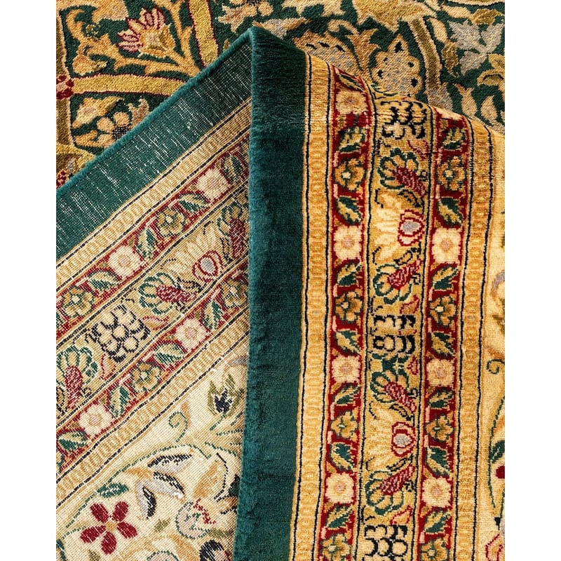 Overton Handknotted Wool Vintage Inspired Traditional Mogul Green Area Rug - 18' 0" x 12' 2"