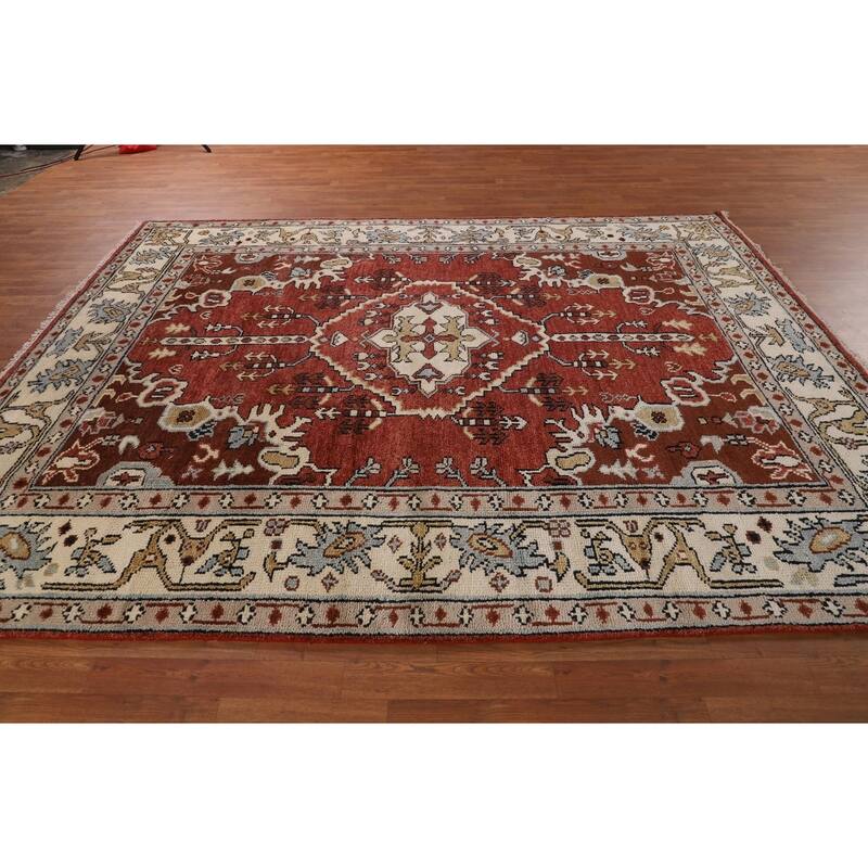 Tabriz Indian Area Rug Handmade Traditional Orange Wool Carpet - 7'11"x 10'1"