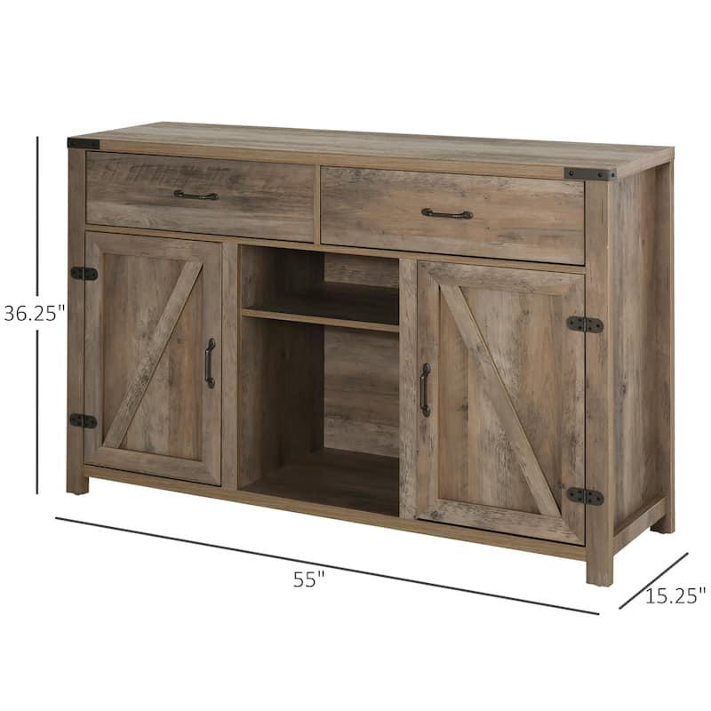 HomCom Wooden Farmhouse Sideboard Storage Buffet Cabinet