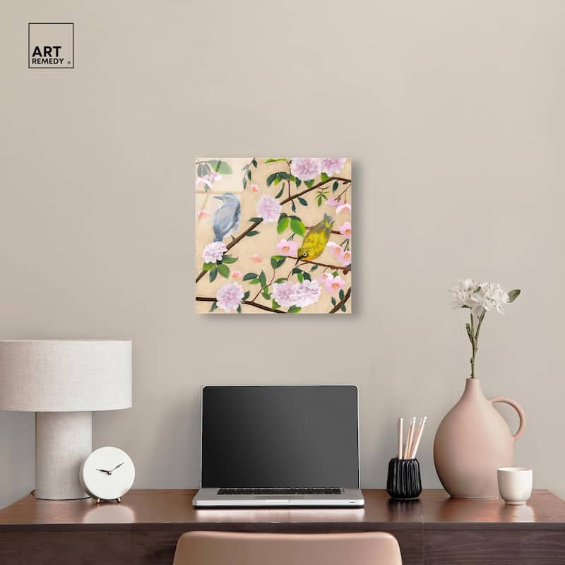 Birds Cuddle Acrylic by Art Remedy, Ready to Hang