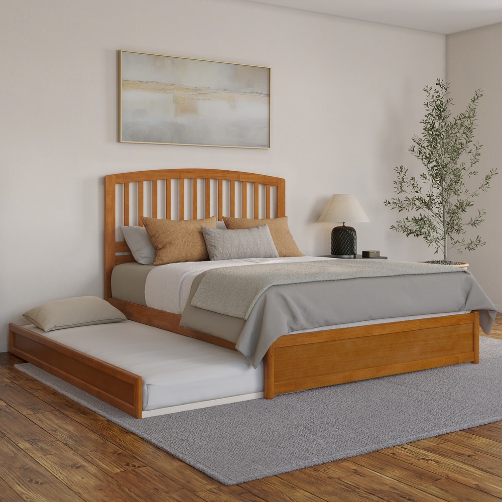 Lucia Platform Bed with Panel Footboard and Twin XL Trundle