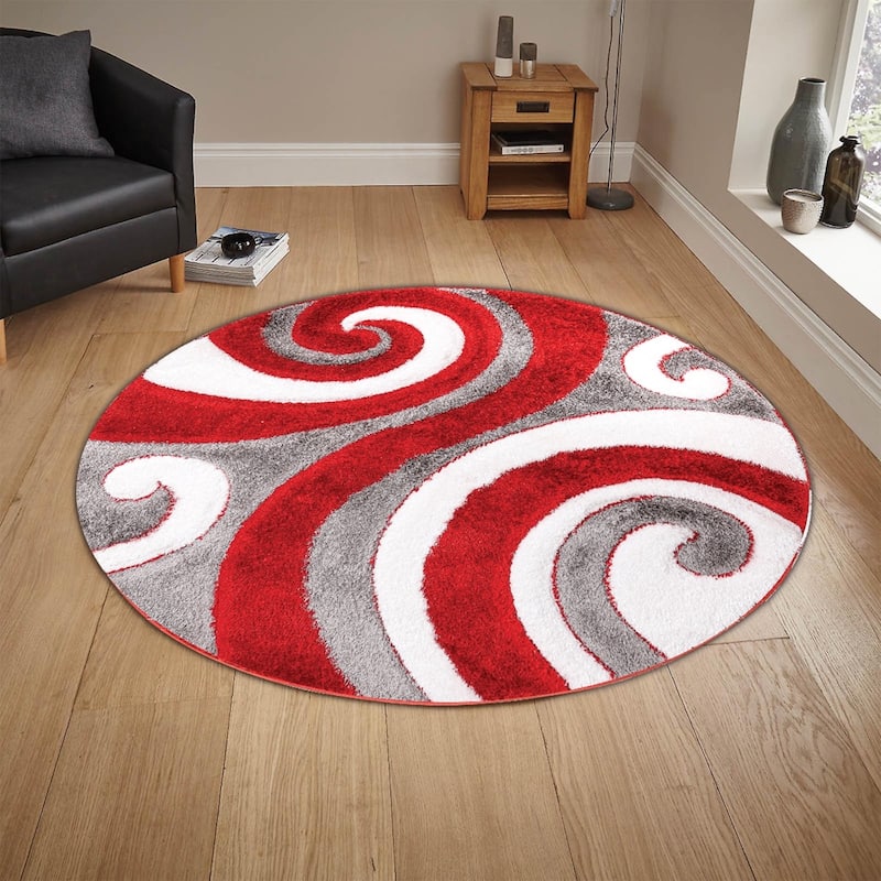Santorini Collection Red/Grey Swirl Area Rug