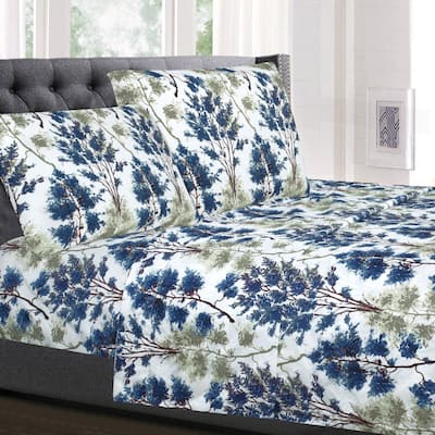 Sweet Home Collection Florence 4 Piece Printed Sheet Set, Double Brushed Microfiber
