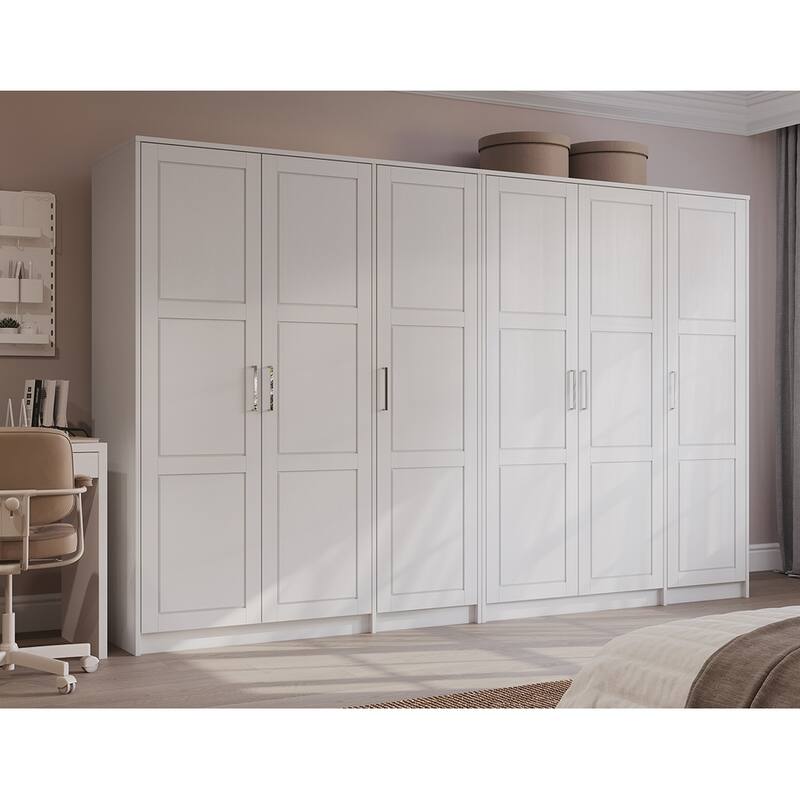 Palace Imports 100% Solid Wood Urban 6-Door Wardrobe with Solid and Mirrored Doors