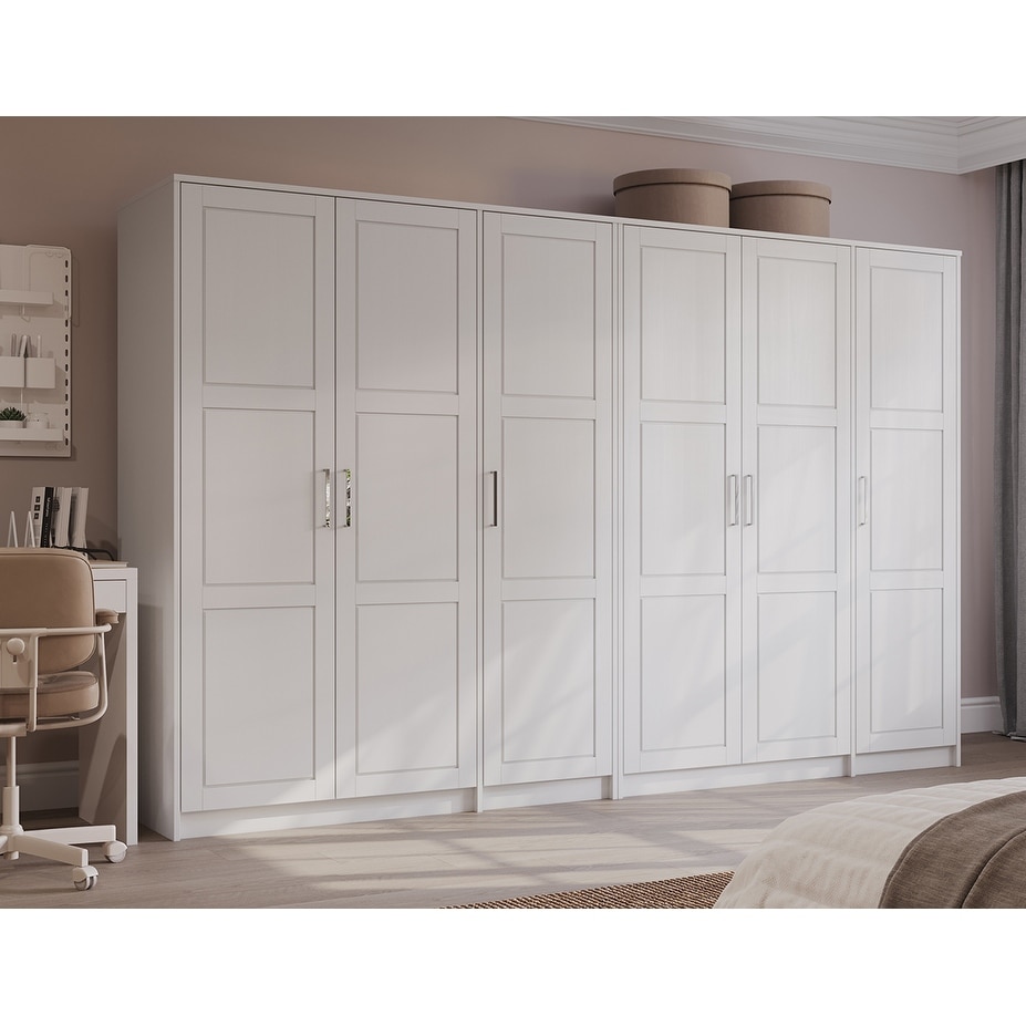 Palace Imports Urban 100% Solid Wood Modular 6-Door Wardrobe Armoire