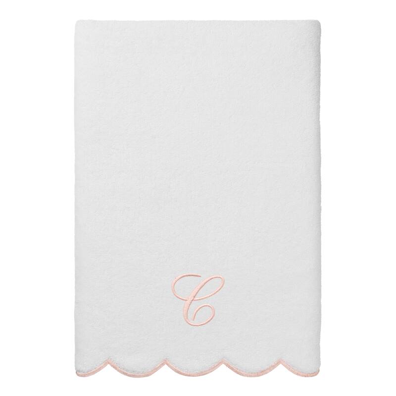 Authentic Hotel and Spa 100% Turkish Cotton Pink ADORNIA Scallop Personalized 3 Piece Towel Set - 3 Piece Set