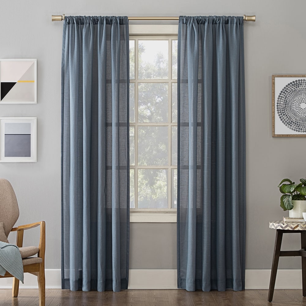 No. 918 Amalfi Linen Blend Semi-Sheer Rod Pocket 1-Piece Curtain Panel, Single Panel