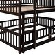 preview thumbnail 13 of 48, Full Over Full Low Bunk Bed with Fence and Ladder for Toddler Kids Teens