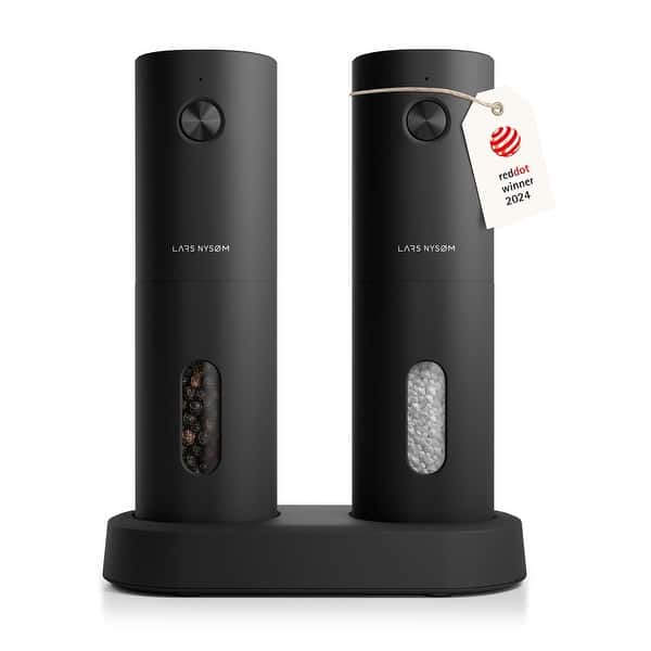 Electric Salt and Pepper Grinder Set I Automatic Salt and Pepper Mills with Adjustable Ceramic Grinder I USB Rechargeable - Black