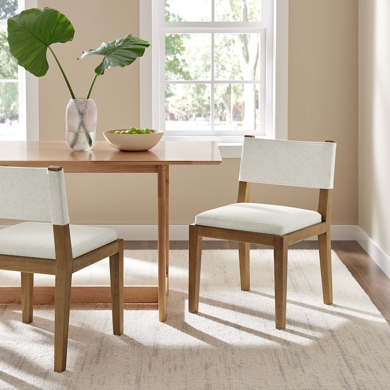 Calder Fabric Upholstered Wood Armless Dining Chair - Ivory