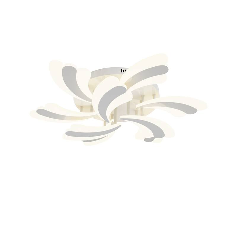 Modern 7-Light White Curved Acrylic Semi Flush Mount Ceiling Light