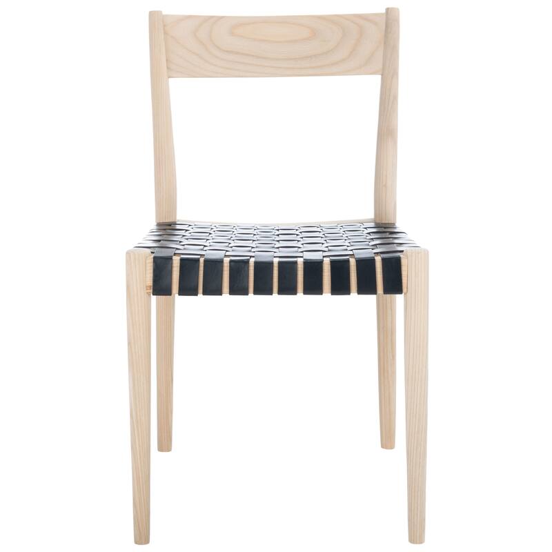 SAFAVIEH Myrle Leather Dining Room Chair (Set of 2) - 18.5" W x 20" L x 31.5" H - 19Wx20Dx32H