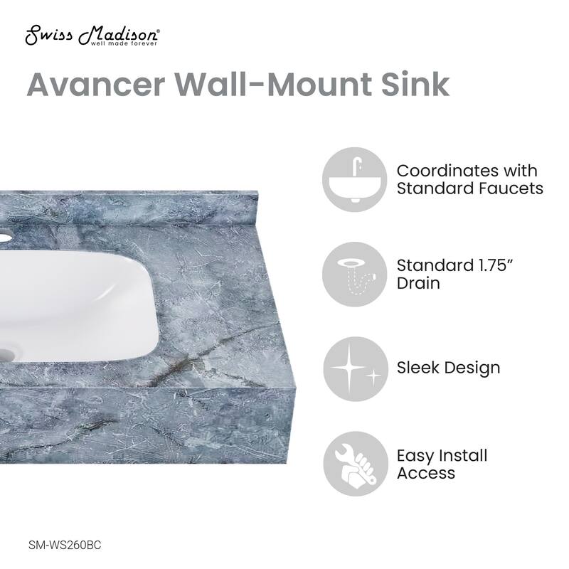 Avancer 36'' Wall Mount Sink In Blue Celeste - 35.4375" x 19.75" x 7.5"