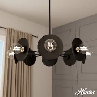 Hunter Fernando Black 8-Light Chandelier - Dining Room, Bedroom, Living/Great Room, Foyer - Modern, Abstract - Designer!