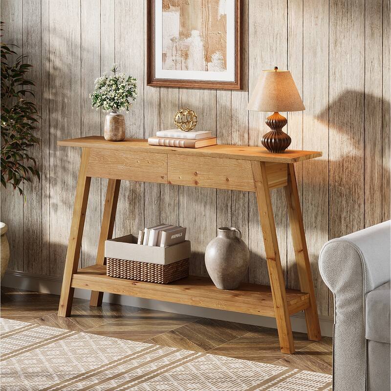 43.3 Inch Solid Wood Console Tables with 2 Drawers for Entryway / Living Room, Behind Couch - 43.31" W x 11.81" D x 31.5" H