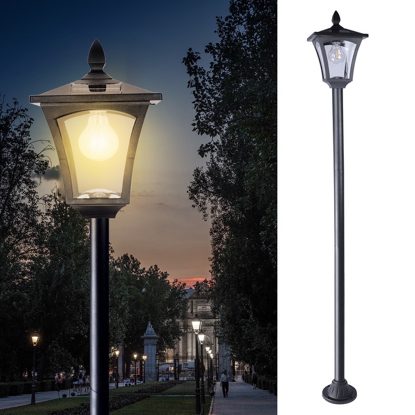 Lutec led post solar light outdoor vintage street lights for lawn patio yard pathway garden discount