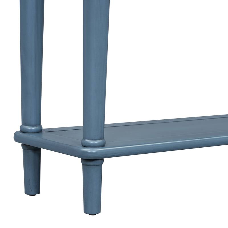 Navy Blue Versatile Hallway Table Side Table with 4 Storage Drawers, Accent Table Sofa Table with Bottom Open Shelf