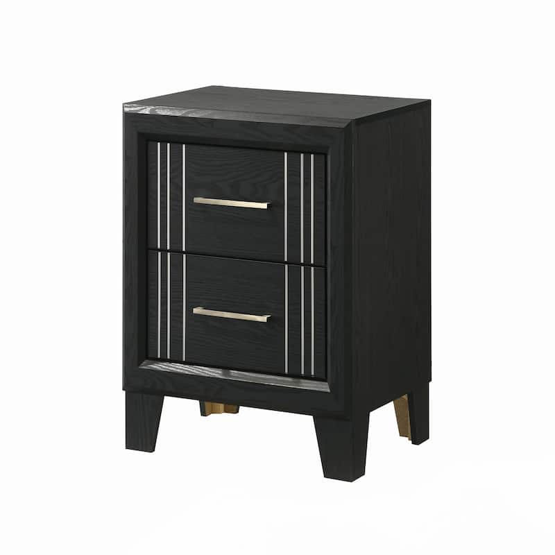 1pc Two-Drawers Nightstand Bed Side Cabinet Charcoal