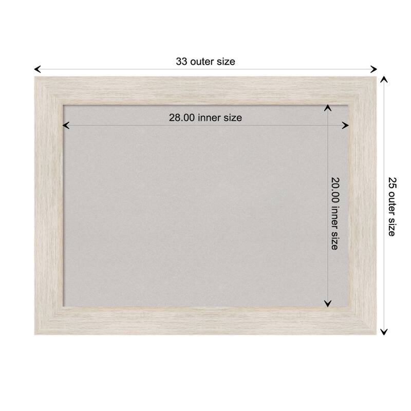 Hardwood White Wash Wood Framed Grey Corkboard Bulletin Board - Board Size 28x20