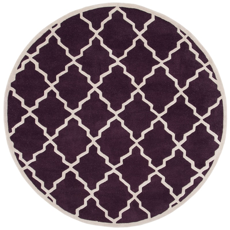 SAFAVIEH Handmade Chatham Nhuong Modern Moroccan Wool Rug - 7' Round - Dark Purple