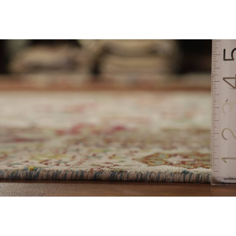 Hand Knotted Oriental 100% Wool Carpet Traditional All-Over Beige & Ivories Ziegler Area Rug - 9' 9'' X 6' 5''