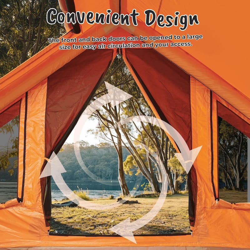 EROMMY Inflatable Tent with Chimney Opening, 8-10 Person Air Glamping Tent